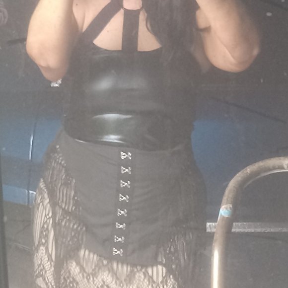 ELECTRIC YOGA Black Widow Faux Leather Look Tank Top Women’s Size M 🖤⚡️🖤 - Picture 8 of 13